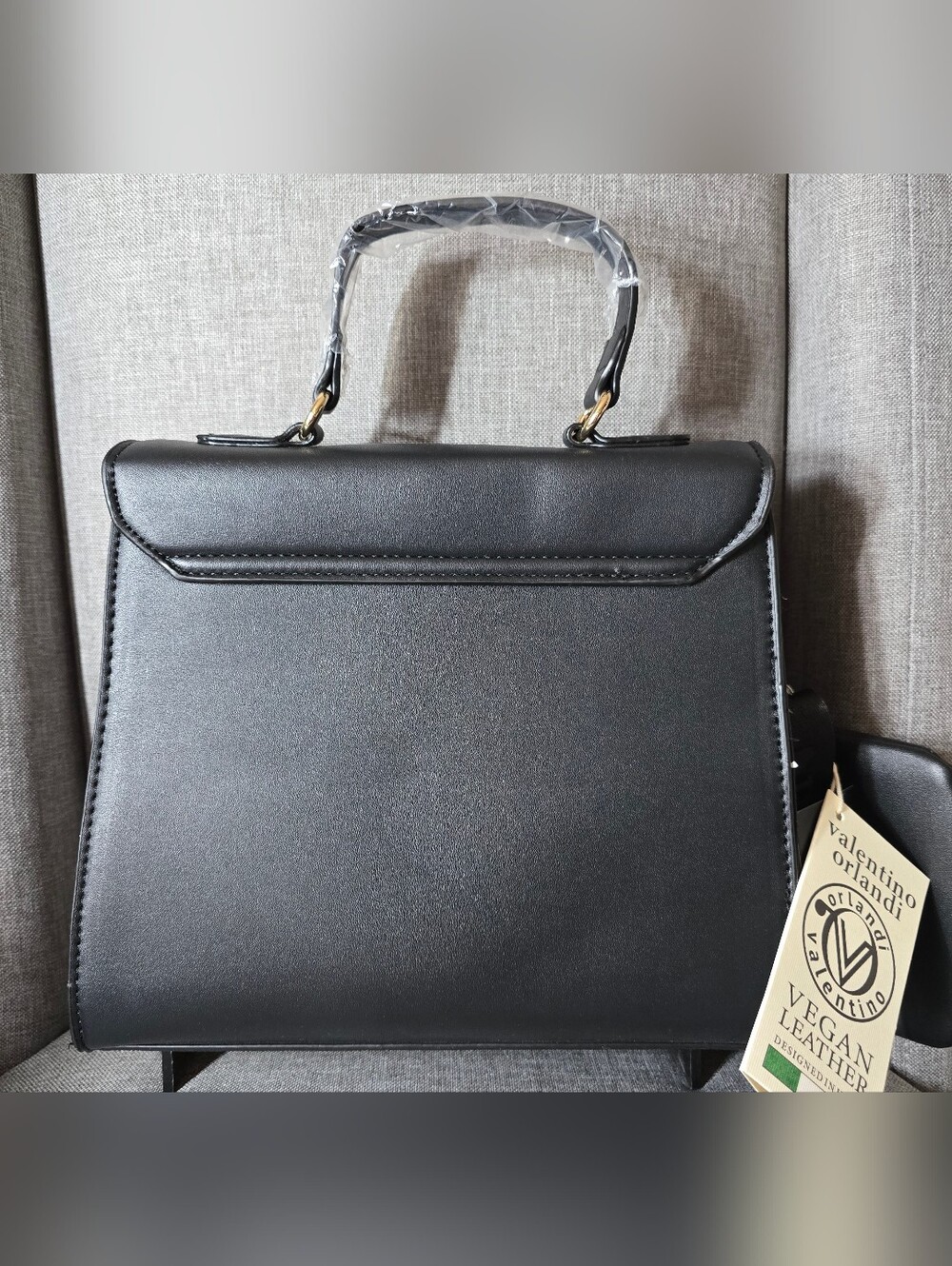 Valentino Orlandi Black Structured Top-Handle Satchel with Pouch - Picture 9 of 11